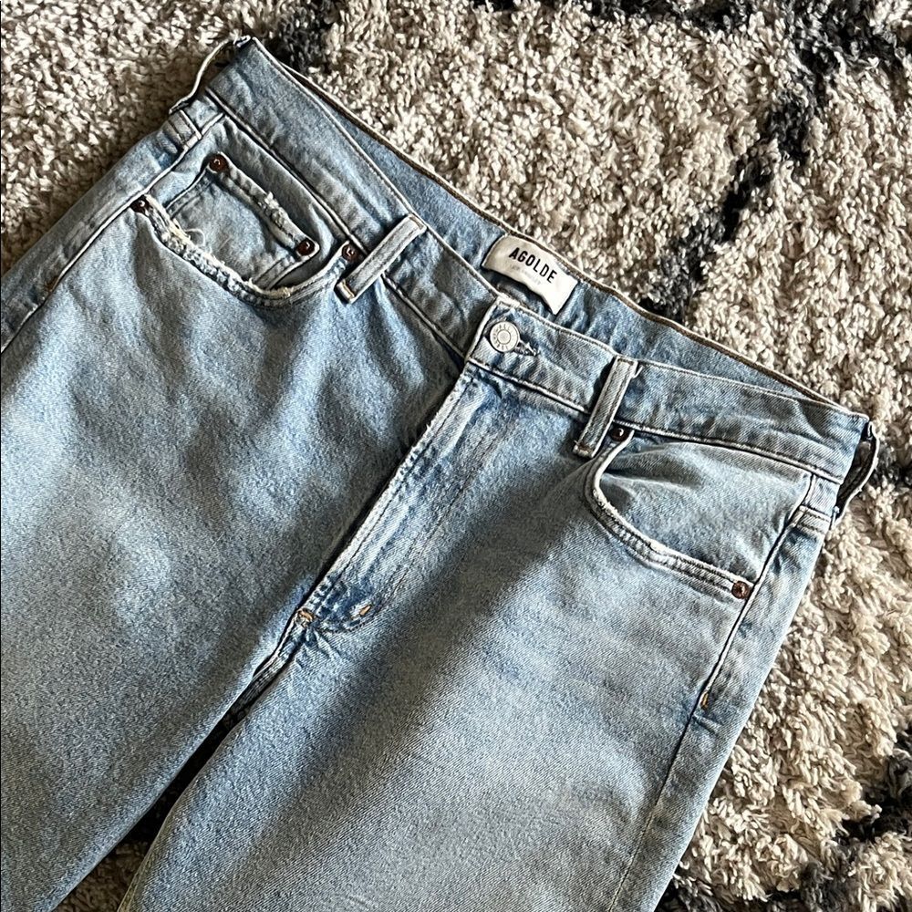AGOLDE Merrel High Rise Straight Crop Jeans Raw Hem Size 28 - Picture 3 of 10